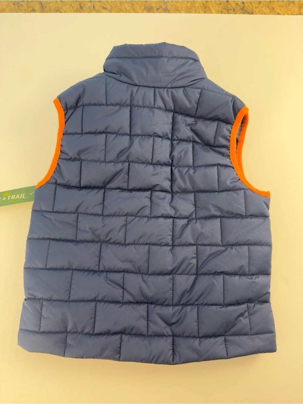 Lake & Trail Kids Lightweight Quilted Vest in Blue with Orange Trim